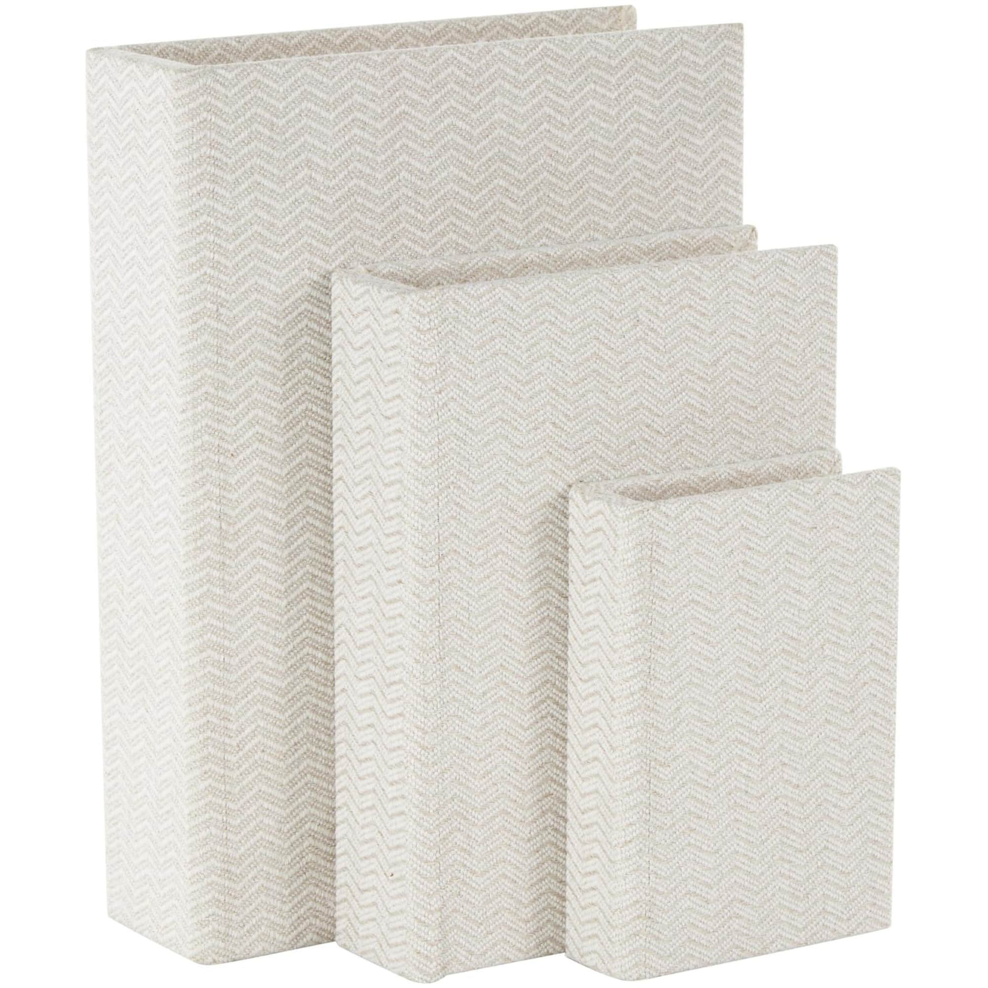 Cream Fabric Storage Book Box Set